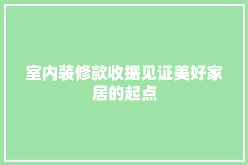 室内装修款收据见证美好家居的起点