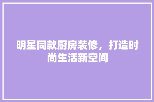 明星同款厨房装修，打造时尚生活新空间