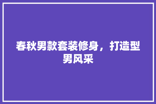 春秋男款套装修身，打造型男风采