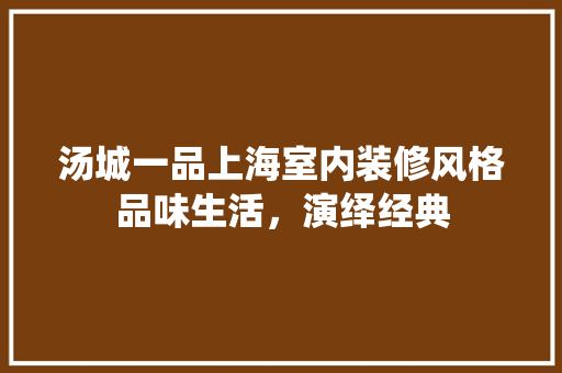 汤城一品上海室内装修风格品味生活，演绎经典