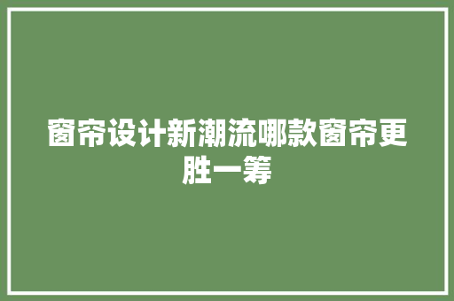 窗帘设计新潮流哪款窗帘更胜一筹