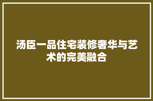 汤臣一品住宅装修奢华与艺术的完美融合