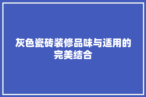 灰色瓷砖装修品味与适用的完美结合