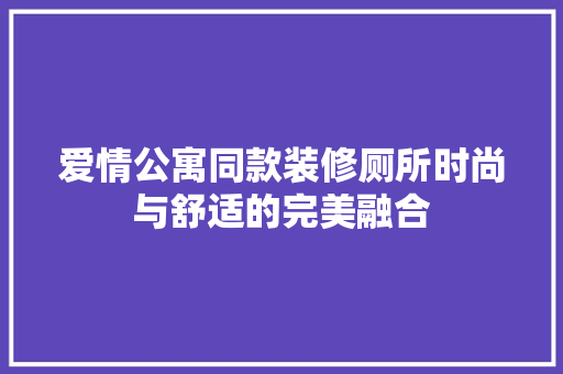 爱情公寓同款装修厕所时尚与舒适的完美融合