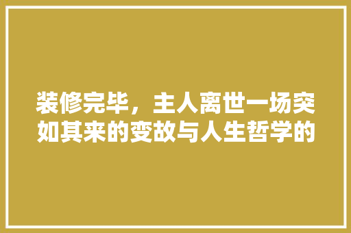 装修完毕，主人离世一场突如其来的变故与人生哲学的沉思