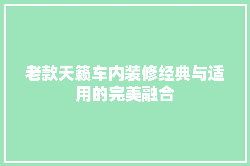 老款天籁车内装修经典与适用的完美融合