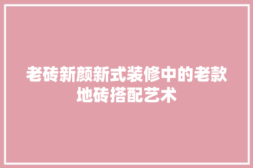 老砖新颜新式装修中的老款地砖搭配艺术