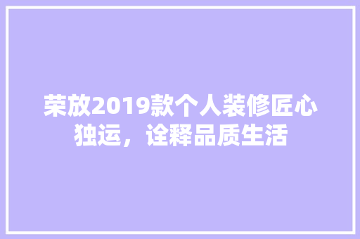 荣放2019款个人装修匠心独运，诠释品质生活