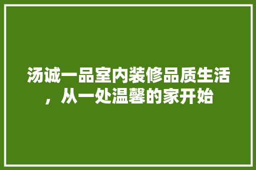 汤诚一品室内装修品质生活，从一处温馨的家开始