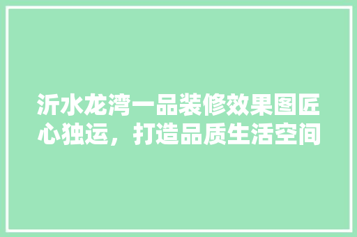 沂水龙湾一品装修效果图匠心独运，打造品质生活空间