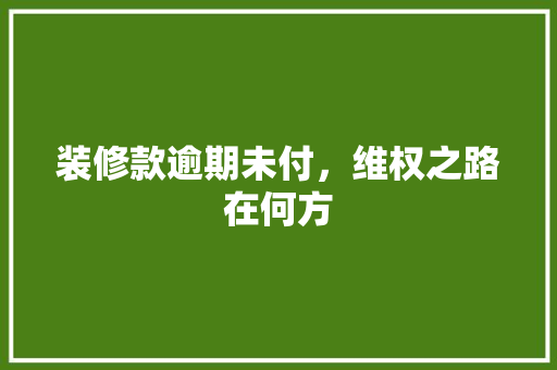 装修款逾期未付，维权之路在何方