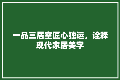 一品三居室匠心独运，诠释现代家居美学
