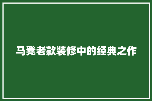 马凳老款装修中的经典之作