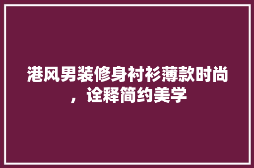 港风男装修身衬衫薄款时尚，诠释简约美学