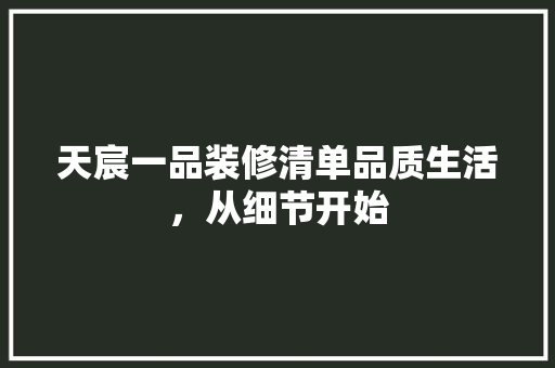 天宸一品装修清单品质生活，从细节开始