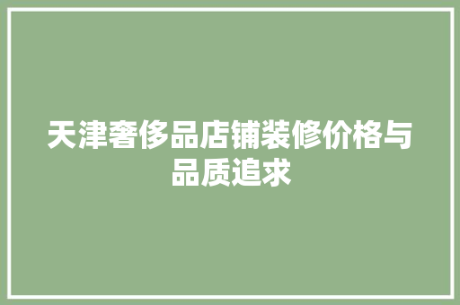 天津奢侈品店铺装修价格与品质追求