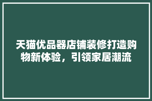 天猫优品器店铺装修打造购物新体验，引领家居潮流
