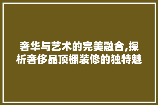 奢华与艺术的完美融合,探析奢侈品顶棚装修的独特魅力