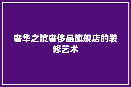 奢华之境奢侈品旗舰店的装修艺术