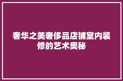 奢华之美奢侈品店铺室内装修的艺术奥秘