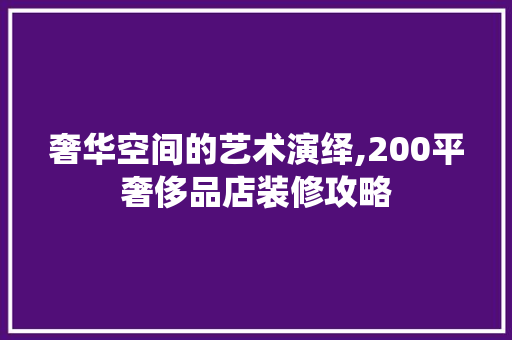 奢华空间的艺术演绎,200平奢侈品店装修攻略
