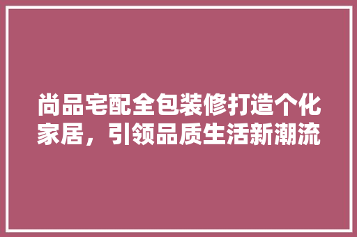 尚品宅配全包装修打造个化家居，引领品质生活新潮流