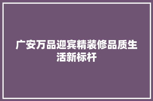 广安万品迎宾精装修品质生活新标杆
