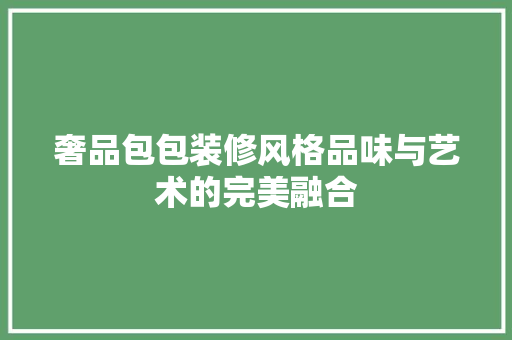奢品包包装修风格品味与艺术的完美融合