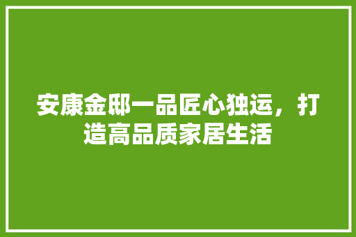 安康金邸一品匠心独运，打造高品质家居生活