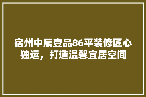 宿州中辰壹品86平装修匠心独运，打造温馨宜居空间