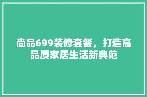尚品699装修套餐，打造高品质家居生活新典范