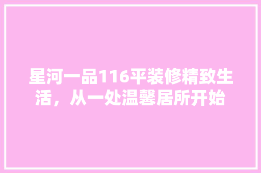 星河一品116平装修精致生活，从一处温馨居所开始