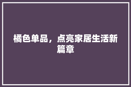橘色单品，点亮家居生活新篇章