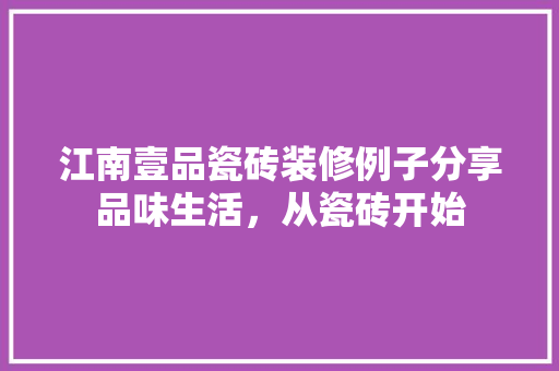 江南壹品瓷砖装修例子分享品味生活，从瓷砖开始