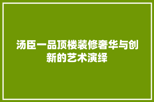 汤臣一品顶楼装修奢华与创新的艺术演绎