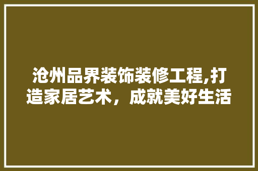 沧州品界装饰装修工程,打造家居艺术，成就美好生活