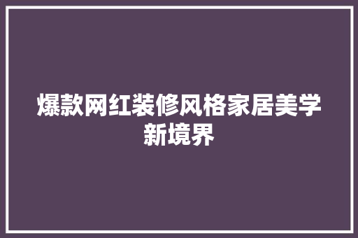 爆款网红装修风格家居美学新境界