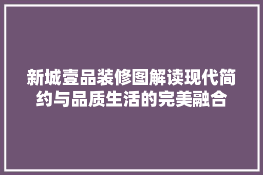 新城壹品装修图解读现代简约与品质生活的完美融合