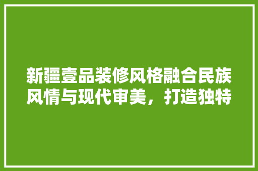 新疆壹品装修风格融合民族风情与现代审美，打造独特家居空间
