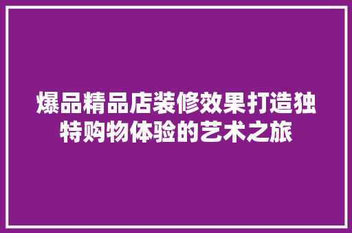 爆品精品店装修效果打造独特购物体验的艺术之旅
