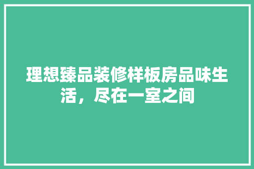 理想臻品装修样板房品味生活，尽在一室之间