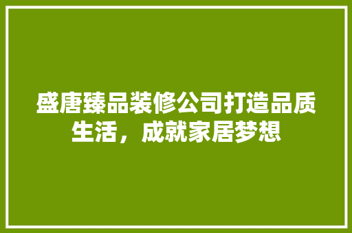 盛唐臻品装修公司打造品质生活，成就家居梦想