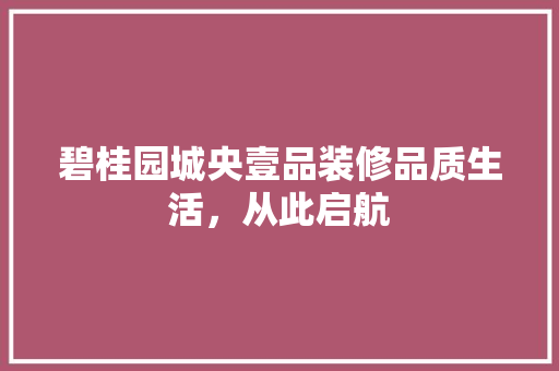 碧桂园城央壹品装修品质生活，从此启航