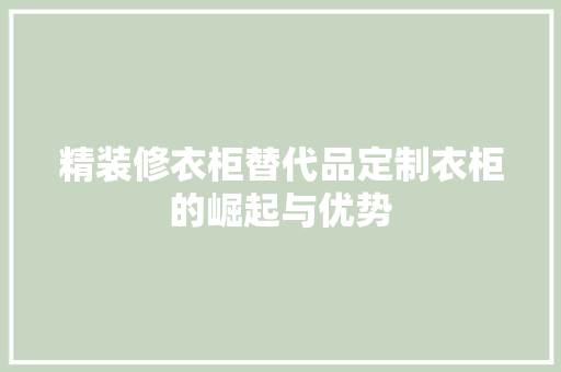 精装修衣柜替代品定制衣柜的崛起与优势
