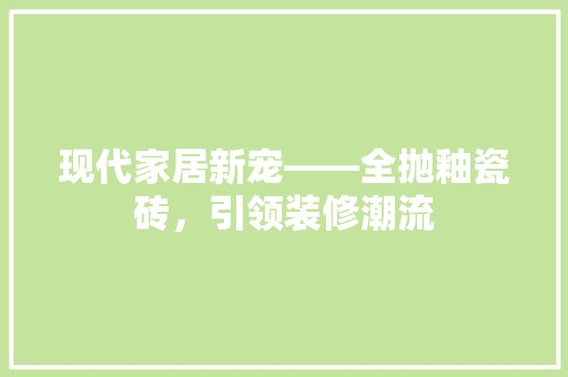 现代家居新宠——全抛釉瓷砖，引领装修潮流