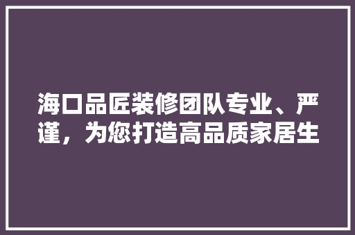 海口品匠装修团队专业、严谨，为您打造高品质家居生活