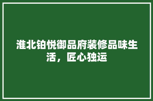 淮北铂悦御品府装修品味生活，匠心独运