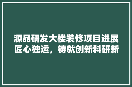 源品研发大楼装修项目进展匠心独运，铸就创新科研新地标