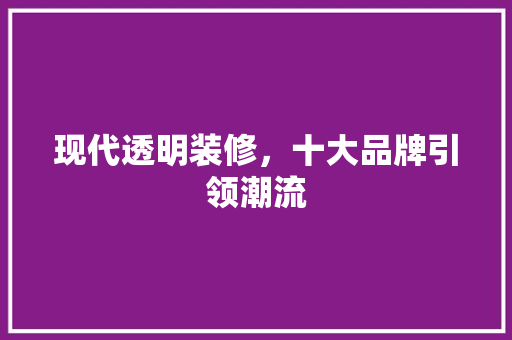 现代透明装修，十大品牌引领潮流