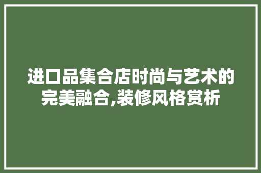 进口品集合店时尚与艺术的完美融合,装修风格赏析